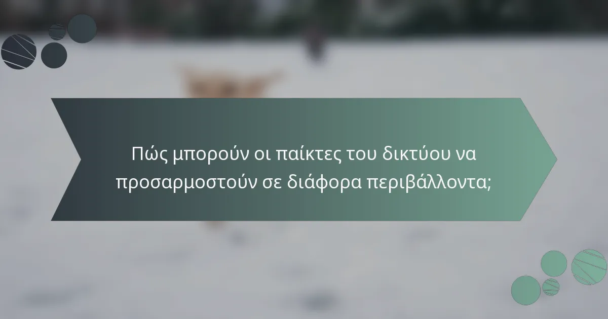 Πώς μπορούν οι παίκτες του δικτύου να προσαρμοστούν σε διάφορα περιβάλλοντα;